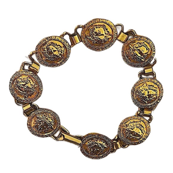 Authentic Vintage Gianni Versace Rare Gold Plated Medusa Choker & Bracelet Set - Picture 2 of 12